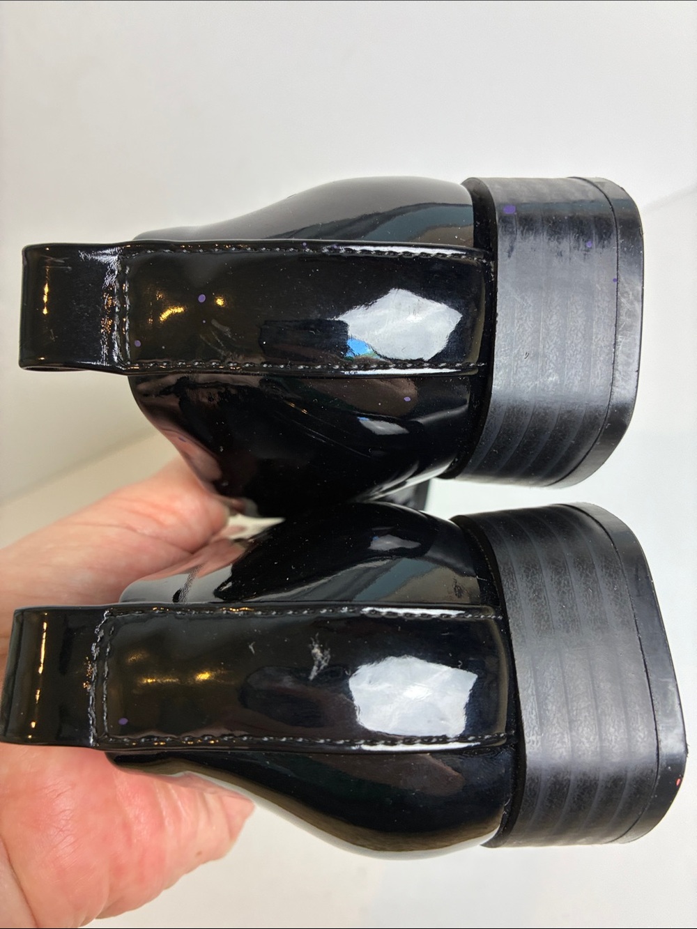 Mix No. 6 Piercie Black Patent Leather Loafer Shoes Metallic Grommet Buckle 7.5 - Picture 6 of 14